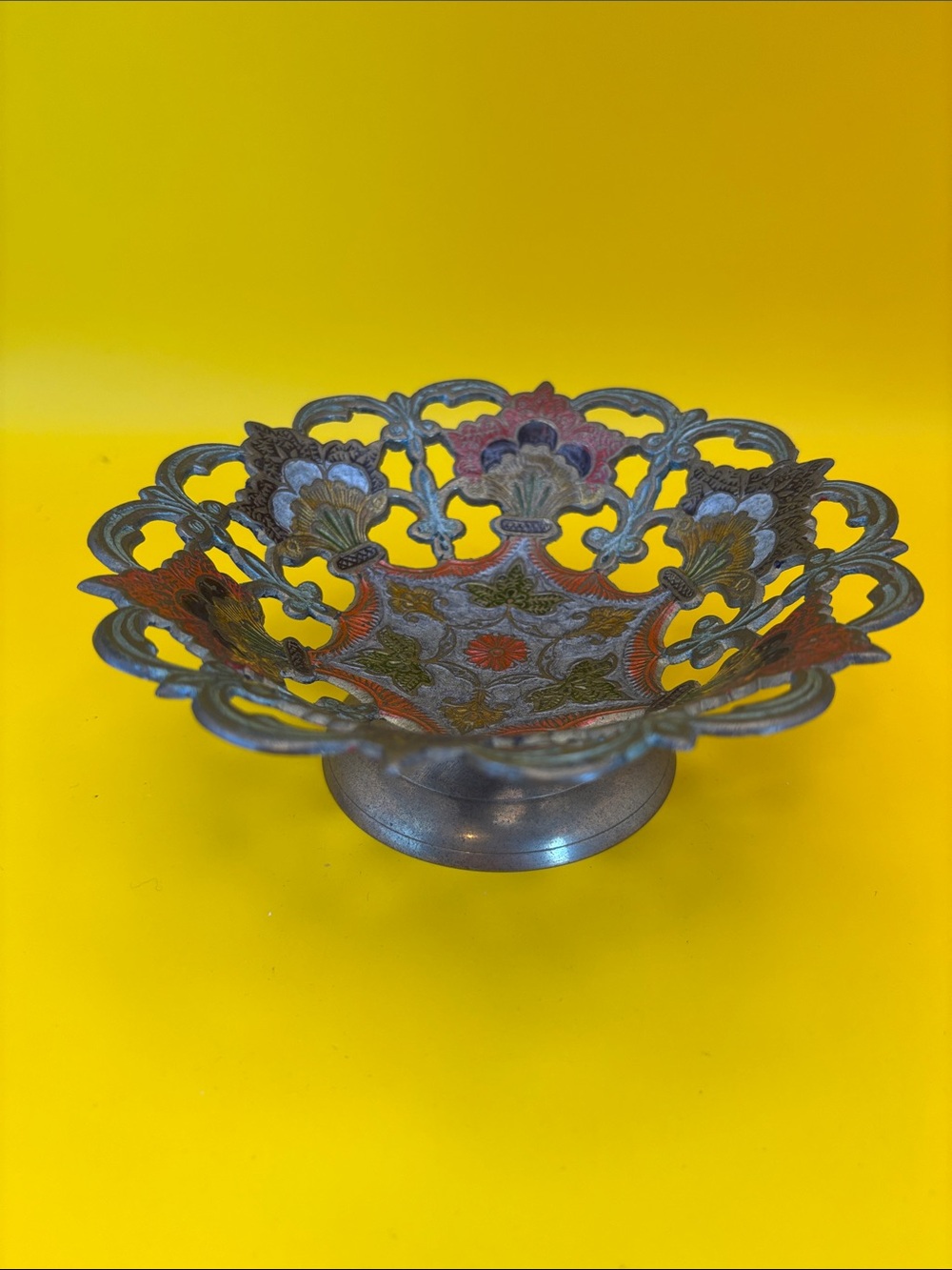 Decorative Penco Brass Bowl Floral Pierced Metal Bowl - Made in India